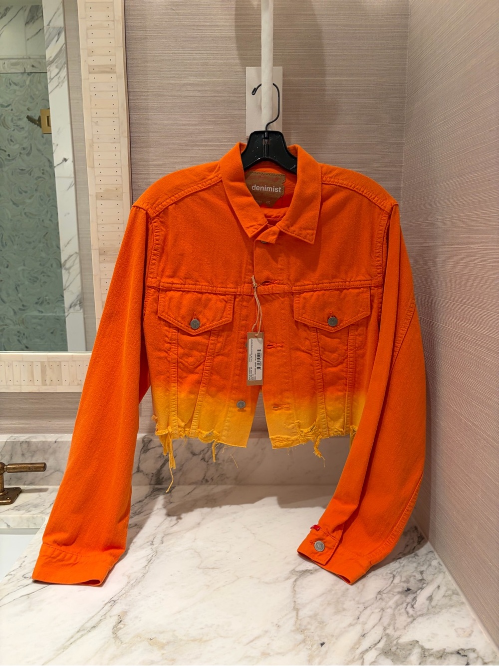 Denimist Orange Ombre Cropped Jean Jacket